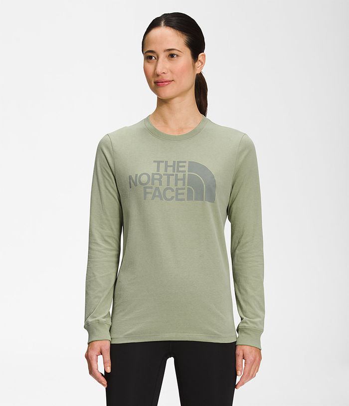 The North Face Long Sleeve Half Dome Womens T-Shirts Green 439802-ZXU